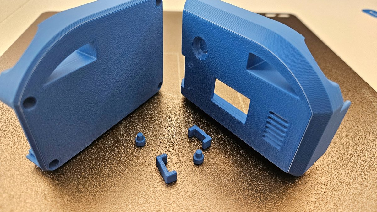 A custom 3D-printed blue case made from a customer's STL file